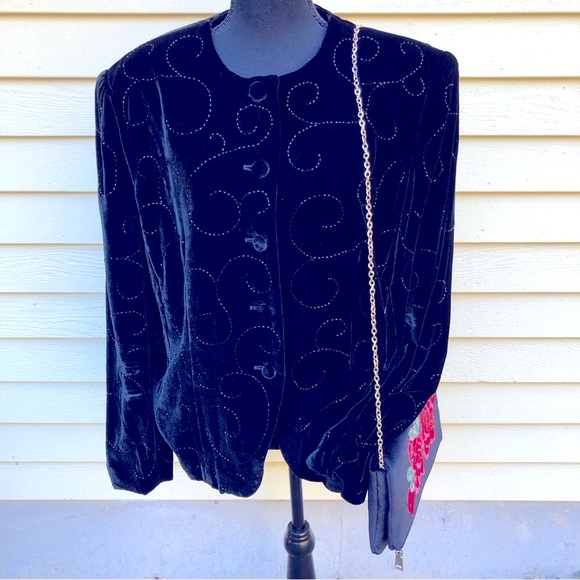 JNY Blk Velvet Evening Jacket Size 16 - Picture 4 of 9